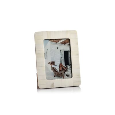 Zodax Cte d'Ivoire White Bone Inlay Photo or Picture Frame with Rounded Corners (5x7)