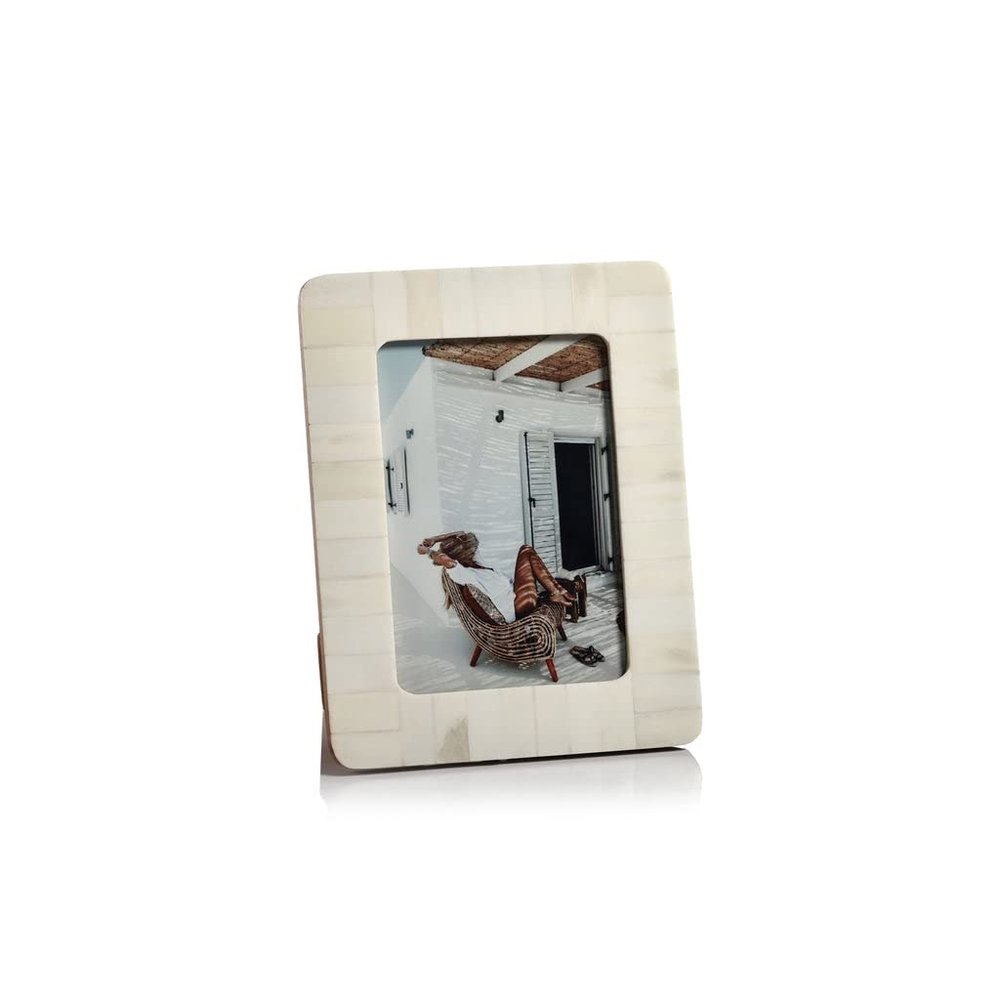 Zodax Cte d'Ivoire White Bone Inlay Photo or Picture Frame with Rounded Corners (5x7)