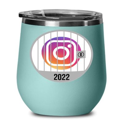2022 Instagram Jail Wine Tumbler for Influencer Prison Cell Inmate Funny Social Media Memes Birthday Christmas Ideas 12oz Hot Cold Cup Coffee Mug Men