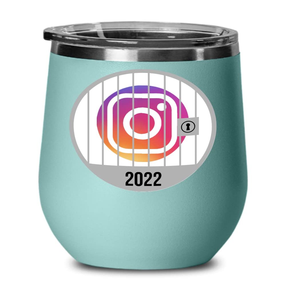 2022 Instagram Jail Wine Tumbler for Influencer Prison Cell Inmate Funny Social Media Memes Birthday Christmas Ideas 12oz Hot Cold Cup Coffee Mug Men