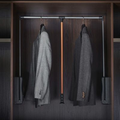 54-125cm Aluminum Lift/Pull Down Adjustable Width Hanger,Wardrobe Removable Clothes Hanger Rail Soft Return, Extendable Closet Rod for Pants Clothing Storage (Size : 540-690mm)