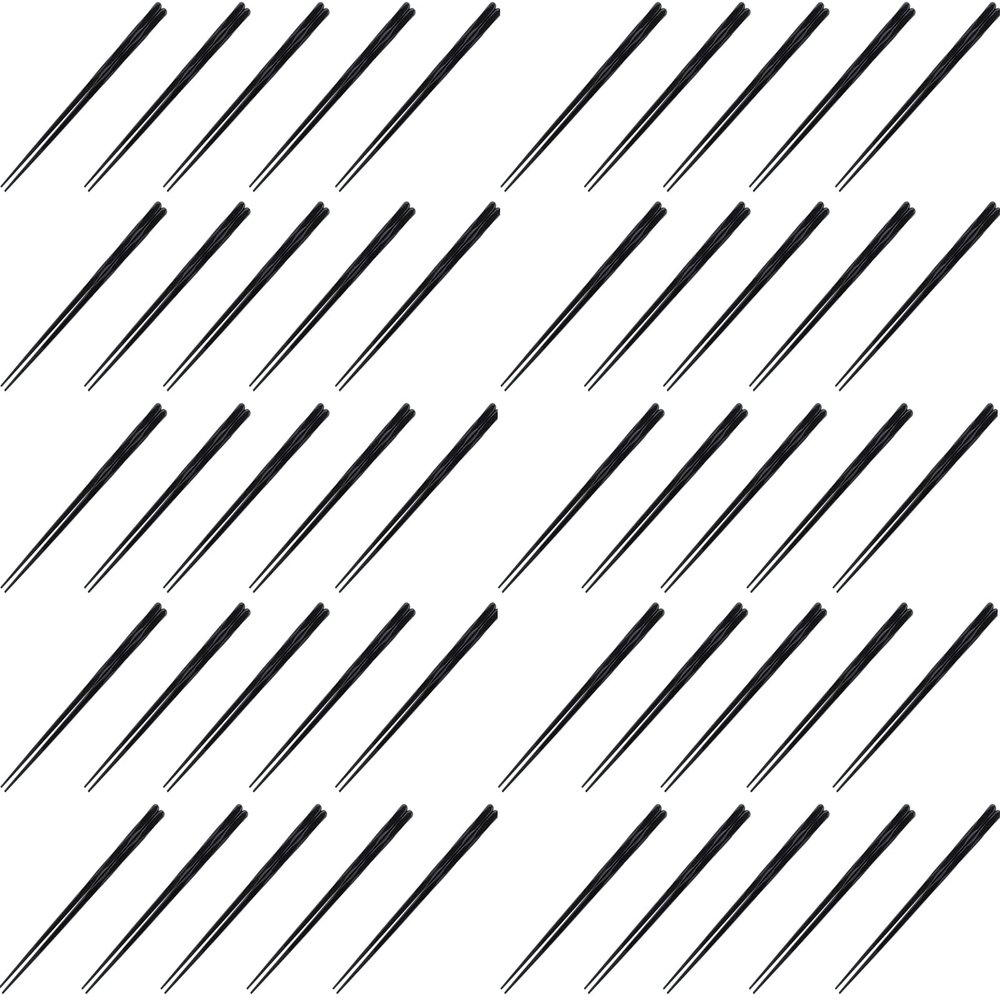 Fukui Craft Chopsticks, SPS Resin Chopsticks, Made in Japan, Dishwasher Safe, Face Carved Chopsticks, Black, 8.9 inches (22.7 cm), Made in Japan (50 Pairs)