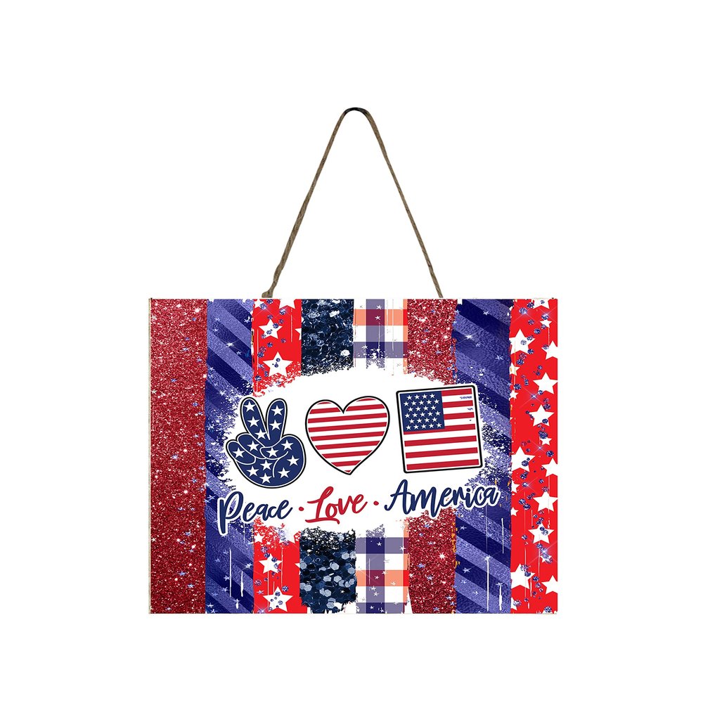 Peace Love America Patriotic Wood Mini Sign 5" x 5"