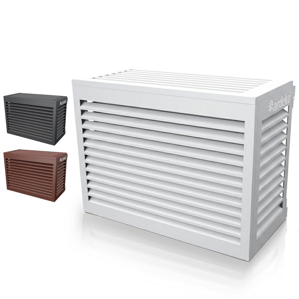 Airdeko Premium Mini Split AC Air Conditioner Cover for Outside Units - Decorative Metal Mini Split Condenser Cover - Rustproof, All-Season Outdoor Protection with Sleek Design - Secure & Durable (S)