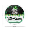 Bichon Frise Round Metal Sign Irish Decor Bichon Frise Metal Wreath Signs Welcome Sign Metal Wall Art March 17 Home Decor for Living Room Porch Bedroom Housewarming Gift,12'' view 2