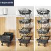 Baskets Rack Kitchen Pantry Storage Organizer Cart No Assembly Need 4 Tier Foldable Utility Metal Cart Collapsing Fruit Vegetable Baskets Cart with Wheels view 3