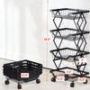 Baskets Rack Kitchen Pantry Storage Organizer Cart No Assembly Need 4 Tier Foldable Utility Metal Cart Collapsing Fruit Vegetable Baskets Cart with Wheels view 4