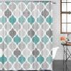 Shower Curtain 78 inches Long Geometric Morocco Quatrefoil Lattice Turquoise Grey Polyester Fabric Shower Curtain with Hooks,Waterpoof Shower Curtains for Bathroom Showers and Bathtubs 72" Wx78 L view 1