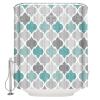 Shower Curtain 78 inches Long Geometric Morocco Quatrefoil Lattice Turquoise Grey Polyester Fabric Shower Curtain with Hooks,Waterpoof Shower Curtains for Bathroom Showers and Bathtubs 72" Wx78 L view 2