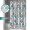 Shower Curtain 78 inches Long Geometric Morocco Quatrefoil Lattice Turquoise Grey Polyester Fabric Shower Curtain with Hooks,Waterpoof Shower Curtains for Bathroom Showers and Bathtubs 72" Wx78 L view 3