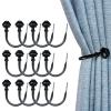 Kowibcl Curtain Holdbacks - Wall Mounted Drapery Tiebacks with Screws, Decorative Curtain Holders for Bedroom Livingroom Office Home (Black(6pair)) view 1