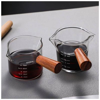 70 75ml Heat Resisting Glass Espresso Measuring Cup Double Mouth Glass Milk Jug with Handle Glass Scale Measure Mugs