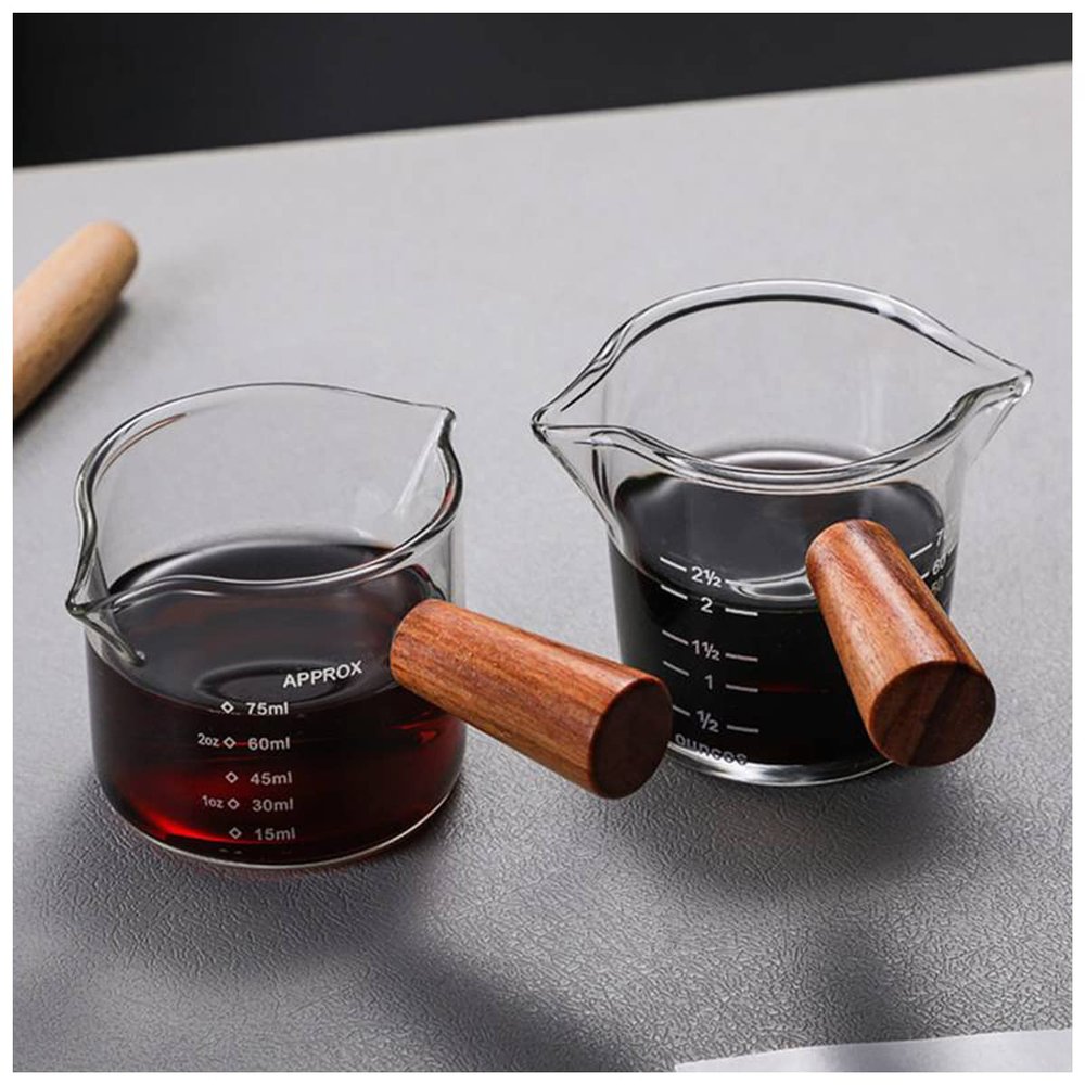 70 75ml Heat Resisting Glass Espresso Measuring Cup Double Mouth Glass Milk Jug with Handle Glass Scale Measure Mugs