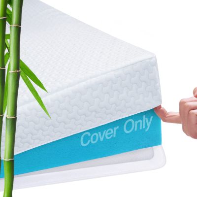 3 Inch Mattress Topper Cover Full (Only Cover) Cooling Rayon Zippered Cover for Mattress Topper with Adjustable Straps for Latex Memory Foam Mattress Cover
