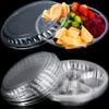 12 Pack Round Plastic Veggie Tray with Lid Fruit Tray 6 Divided Compartment Container Food Serving Dip Platter Reusable Catering Trays for Veggie Fruit Snack Party and Buffet TraysClear12inch view 1