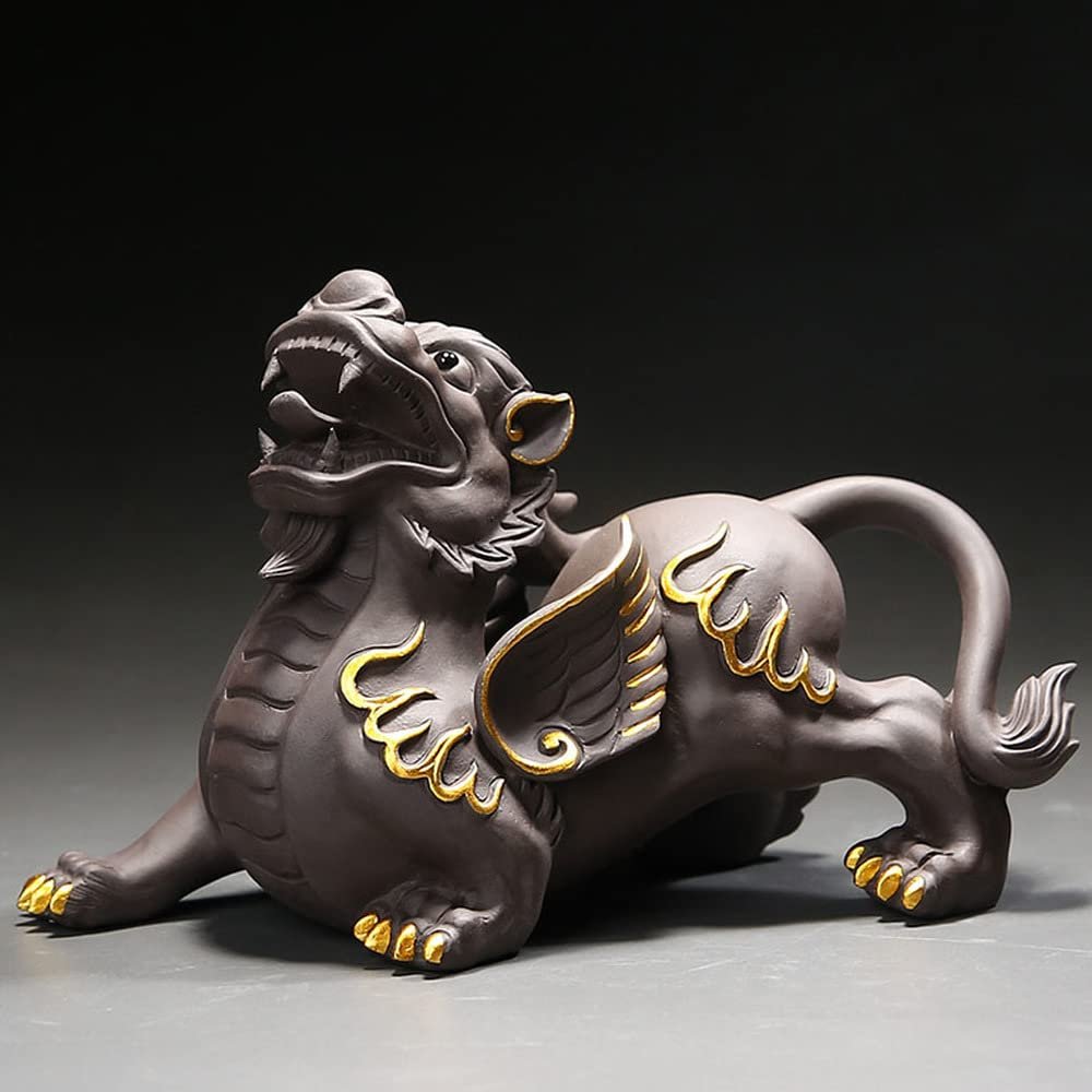 XIALON 16.5cm Purple Sand Pixiu Tea Pet Ornaments Decorations Kung Fu Tea Ceremony Tea Play