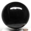 4.1" 3.6LBs Black Agate Carved Sphere Polished Chalcedony Gemstone Crystal Mineral Specimen Ball - India + Stand view 4