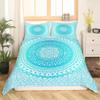 Castle Fairy Hippie Mandala Duvet Cover for Boys,Girls Teal Gradient Comforter Cover Full Size,Indian Hippie Bedding Set Kids Teen Room Decor Bed Cover,Chic Exotic Bedclothes with Zipper(No Comforter) view 3