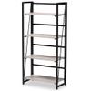 Baxton Studio Lakota Modern Industrial Light Grey Finished Wood and Black Metal 4-Tier Display Shelf view 1