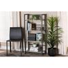Baxton Studio Lakota Modern Industrial Light Grey Finished Wood and Black Metal 4-Tier Display Shelf view 2