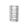 Baxton Studio Lakota Modern Industrial Light Grey Finished Wood and Black Metal 4-Tier Display Shelf view 3