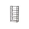Baxton Studio Lakota Modern Industrial Light Grey Finished Wood and Black Metal 4-Tier Display Shelf view 4