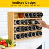 Bamboo Spice Rack Organizer With 28 Spice Jars, 780 Labels, 4 Tier Wood Hanging Shelf, Chalk Marker and Funnel Set for Drawer Cabinet Kitchen Countertop Wall Mount, Empty 4 oz Glass Jar & Shaker Lids view 2