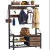 Lulive Hall Tree, 31.5 Entryway Bench with Coat Rack freestanding, 5 in 1 Intelligent Design Shoe Bench and Wall Rack 17 Hooks and Drawers (Rustic Brown) view 1