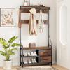 Lulive Hall Tree, 31.5 Entryway Bench with Coat Rack freestanding, 5 in 1 Intelligent Design Shoe Bench and Wall Rack 17 Hooks and Drawers (Rustic Brown) view 2