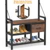 Lulive Hall Tree, 31.5 Entryway Bench with Coat Rack freestanding, 5 in 1 Intelligent Design Shoe Bench and Wall Rack 17 Hooks and Drawers (Rustic Brown) view 3