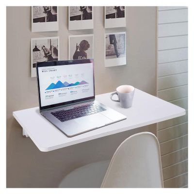 AYLYHD White Wall Mounted Drop-Leaf Folding Floating Table Small Space Saving Dining Table Hanging Computer Desk for Study Dining Room Bedroomwith Installation Tool