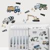 Sweet Jojo Designs Construction Truck Large Peel and Stick Wall Decal Stickers Art Nursery Decor - Set of 4 Sheets - Grey Yellow Black Blue and Green Transportation Zone Vehicles view 1