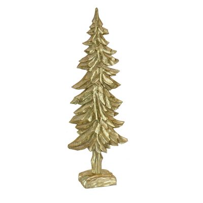 HGTV Home Collection Christmas Tree Decoration, Gold, Carved Wooden Design, Winter Collection, 32 Inches