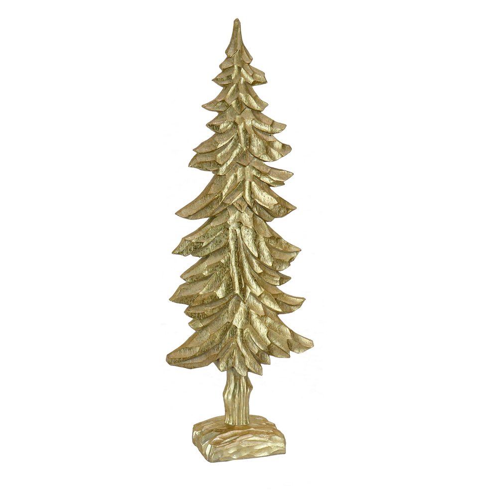 HGTV Home Collection Christmas Tree Decoration, Gold, Carved Wooden Design, Winter Collection, 32 Inches