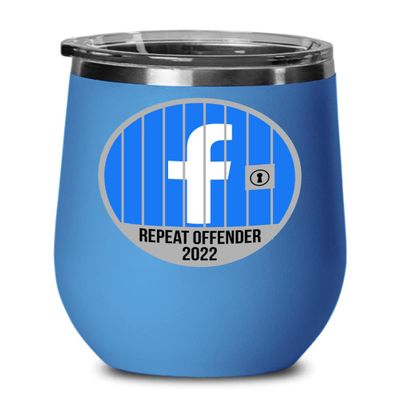 2022 Facebook Jail Repeat Offender Wine Tumbler Prison Cell Inmate Funny Social Media Memes Birthday Christmas Ideas 12oz Hot Cold Cup Coffee Mug Men