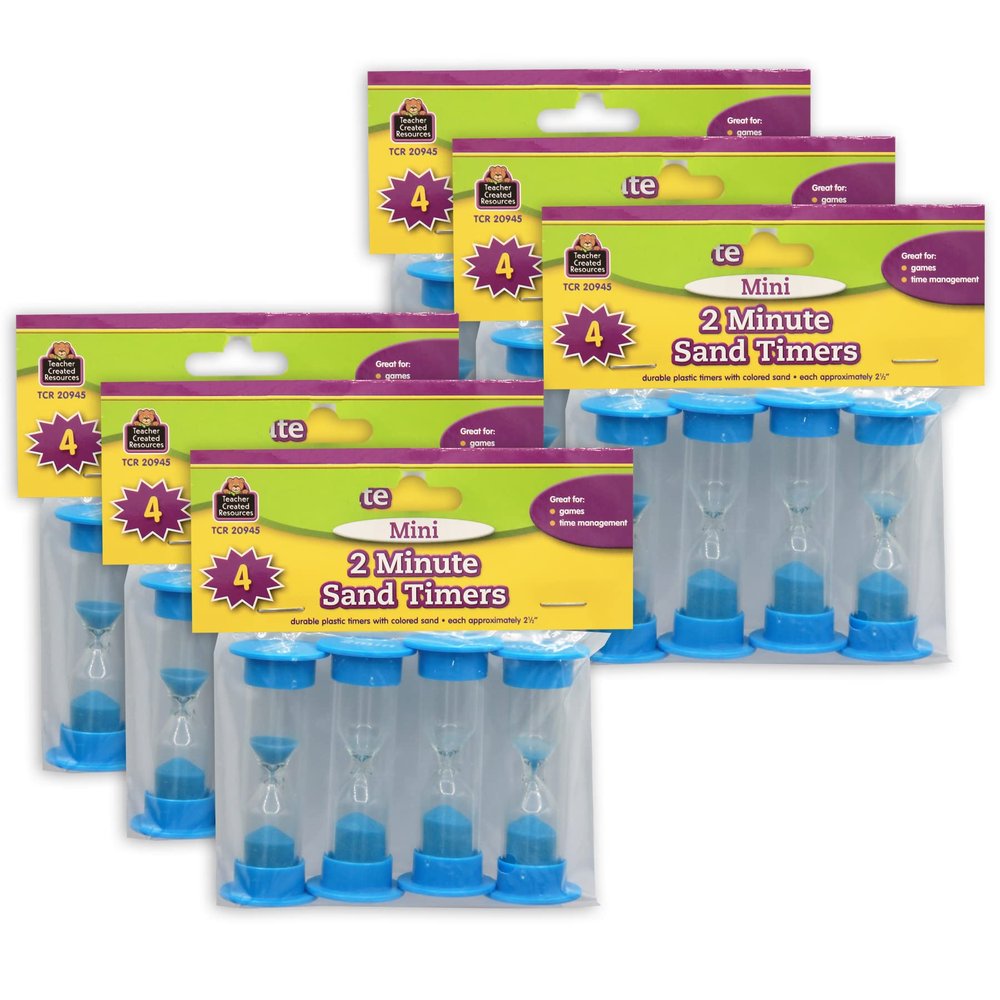 Teacher Created Resources 2 Minute Sand Timers, Mini, 4 Per Pack, 6 Packs