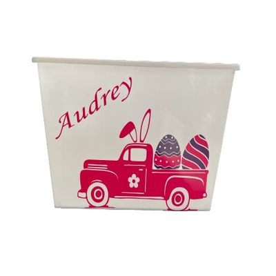 Personalized Easter Basket For Kids - Custom Bucket With Name - Pail With Handles - Gift Decor (Black Bucket)