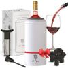 12 Degrs Wine Chiller Set - Perfect Wine Gifts for Women & Men - Stainless Steel Insulated Wine Cooler with Wine Pump, Aerator & 4 Stoppers (White Matte) view 1