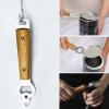 AmJoylst Kitchen Stainless Steel Can Opener Manual Acacia Wooden Handle With Hang Hole Durable Bottle Punch Beer Opener Wall Mounted view 2