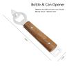 AmJoylst Kitchen Stainless Steel Can Opener Manual Acacia Wooden Handle With Hang Hole Durable Bottle Punch Beer Opener Wall Mounted view 3