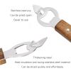 AmJoylst Kitchen Stainless Steel Can Opener Manual Acacia Wooden Handle With Hang Hole Durable Bottle Punch Beer Opener Wall Mounted view 4