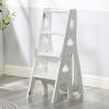 ZJYWMM 4 Step Ladder Chair Wooden White, Foldable Step Stool Non-Slip Compact Stepladder Stairs Chair Bookshelf |Plant Stand |Dinner Chairs for Office Household Kitchen view 1
