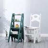 ZJYWMM 4 Step Ladder Chair Wooden White, Foldable Step Stool Non-Slip Compact Stepladder Stairs Chair Bookshelf |Plant Stand |Dinner Chairs for Office Household Kitchen view 3