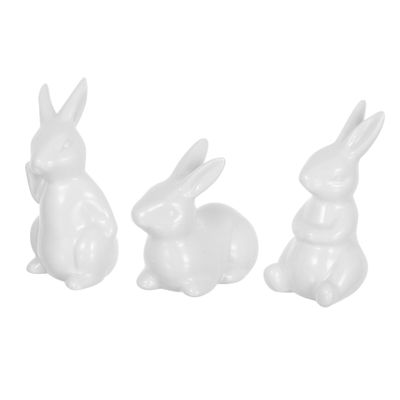 Cabilock 3pcs Miniature Ceramic Figurines Cute Easter Decor for Home Desktop and Shelf Display Adorable Animal Ornaments for Spring Decoration