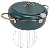 Stainless Steel Deep Fryer Pot, Alvinlite Frying Chicken Pot Deep Fryer Pot with Thermometer for Kitchen (24cm-dark green) view 1