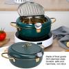 Stainless Steel Deep Fryer Pot, Alvinlite Frying Chicken Pot Deep Fryer Pot with Thermometer for Kitchen (24cm-dark green) view 4