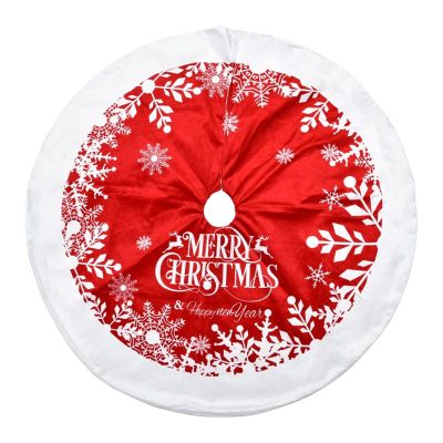 ZHENYANG CAREG Tree Skirt Christmas Tree Bottom Decoration Props Christmas Decoration Red Super Soft Cloth Printing Festival Supplies (Color : Red)