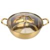 Divided Hot Pot Pan, Alvinlite Stainless Steel Mandarin Duck Pot Kitchen Soup Cooking Tool for Home (Gold) view 1