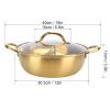 Divided Hot Pot Pan, Alvinlite Stainless Steel Mandarin Duck Pot Kitchen Soup Cooking Tool for Home (Gold) view 2