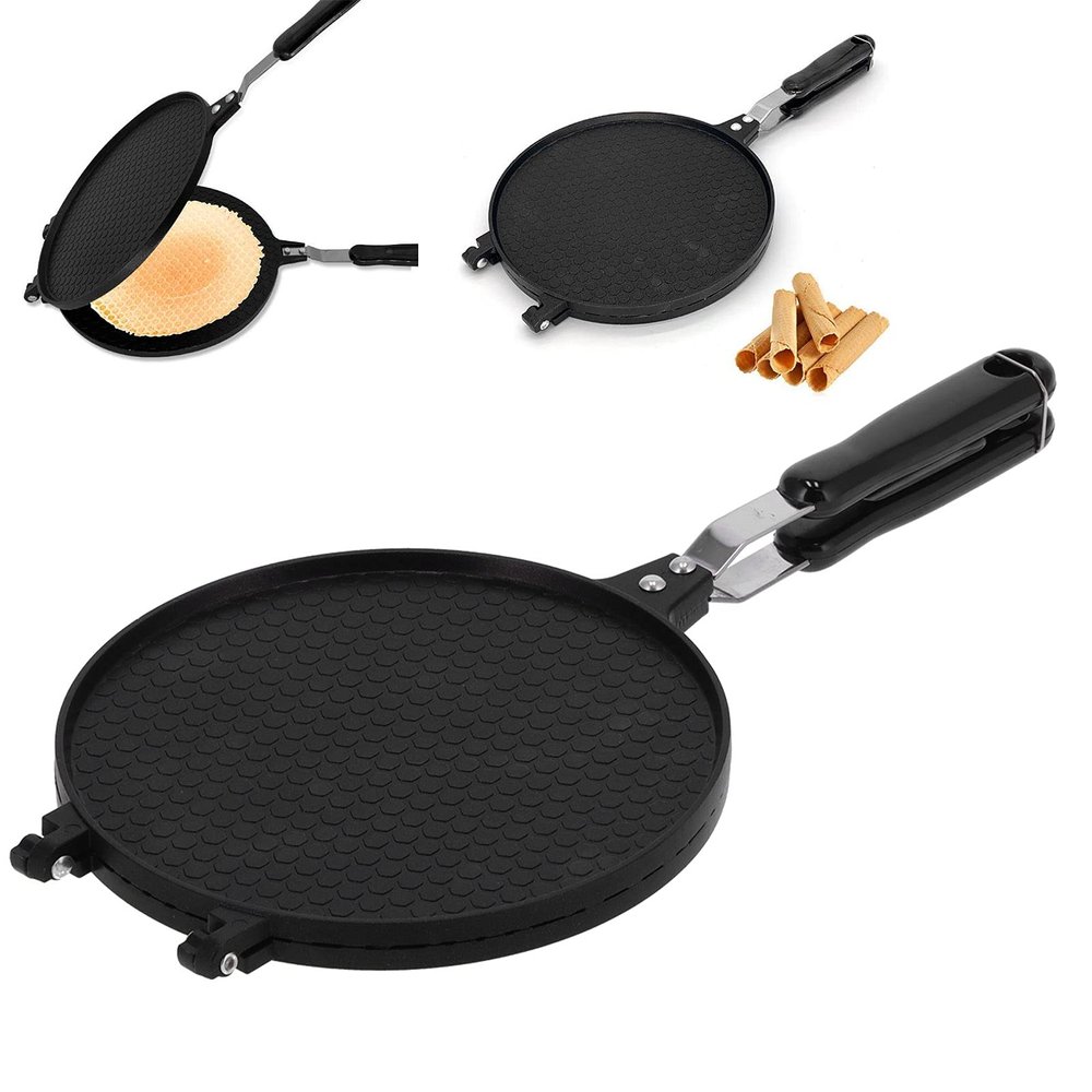 Alvinlite Aluminum Alloy Crispy Omelette Pancake Mold, Nonstick Egg Roll Maker DIY Ice Cream Cone Baking Pan for Kitchen Machine Baking Cooking Tools